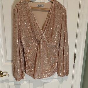 Grace Karin Rose Gold Sequin Blouse